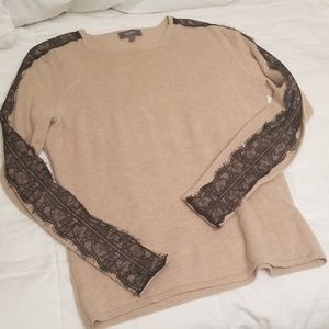 Neiman Marcus cashmere sweater w lace - sz…